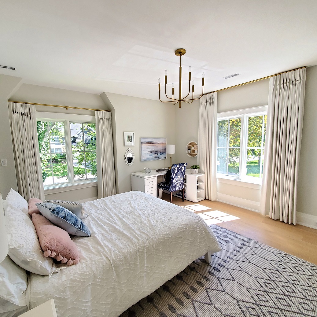 Custom drapery in a bedroom